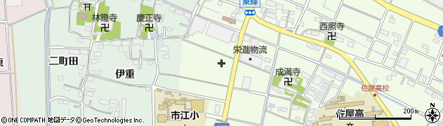 愛知県愛西市東條町（西田面）周辺の地図