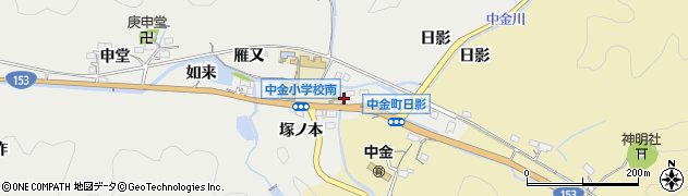 愛知県豊田市中金町（日影）周辺の地図
