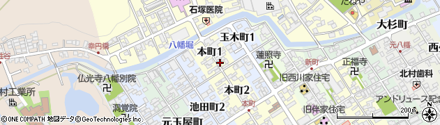 滋賀県近江八幡市本町1丁目周辺の地図