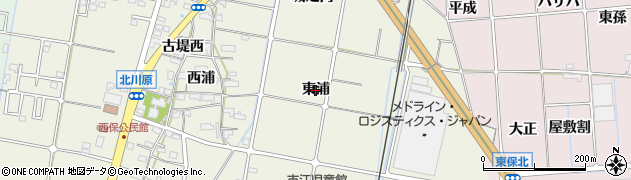 愛知県愛西市西保町（東浦）周辺の地図