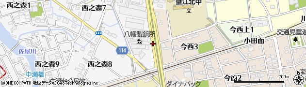 愛知県蟹江町（海部郡）今（烏帽子）周辺の地図