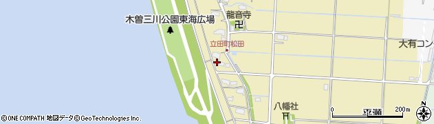 愛知県愛西市立田町松田121周辺の地図