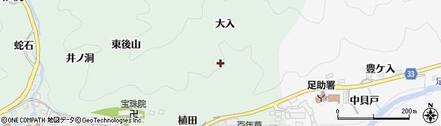愛知県豊田市足助町大入周辺の地図