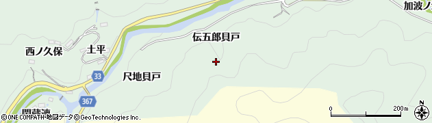 愛知県豊田市川面町（伝五郎貝戸）周辺の地図