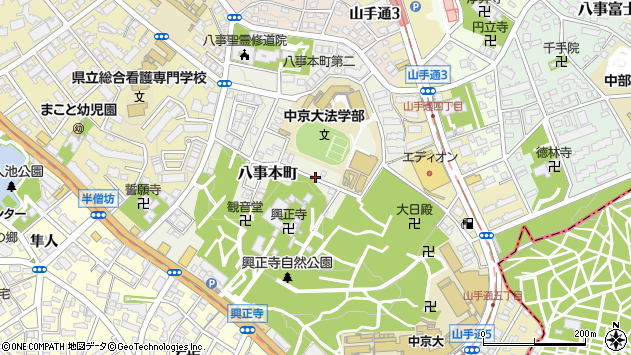 〒466-0825 愛知県名古屋市昭和区八事本町の地図