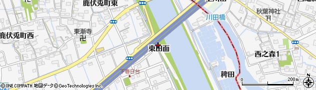愛知県津島市鹿伏兎町（東田面）周辺の地図