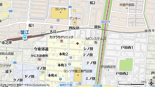〒497-0034 愛知県海部郡蟹江町本町の地図