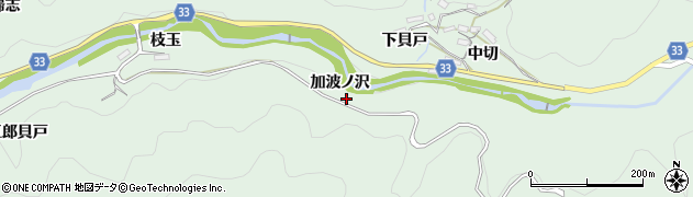 愛知県豊田市川面町（加波ノ沢）周辺の地図