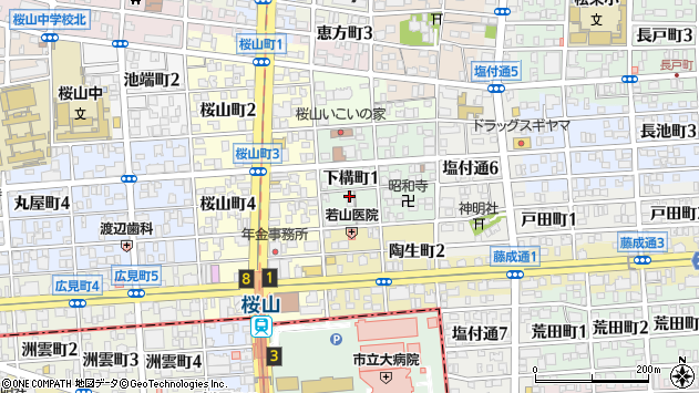 〒466-0025 愛知県名古屋市昭和区下構町の地図
