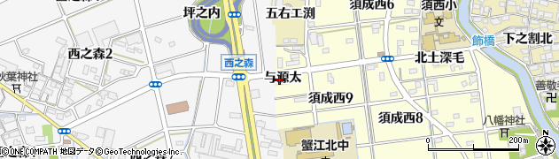 愛知県蟹江町（海部郡）須成（与源太）周辺の地図