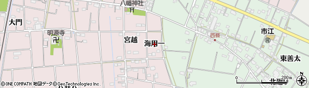 愛知県愛西市東保町（海用一）周辺の地図