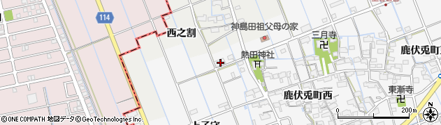 愛知県津島市鹿伏兎町上子守61周辺の地図
