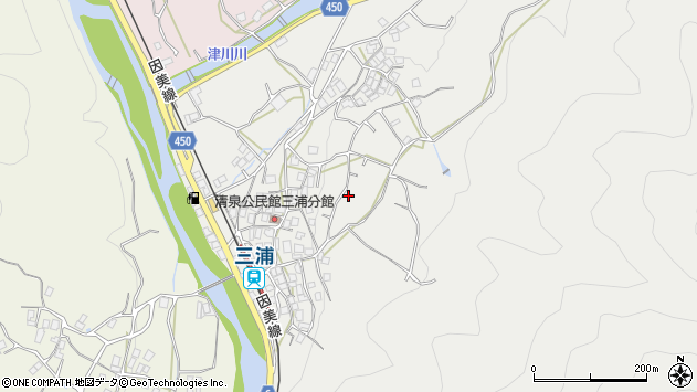〒708-1101 岡山県津山市三浦の地図