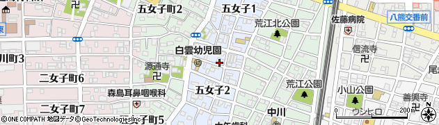 愛知県名古屋市中川区五女子周辺の地図