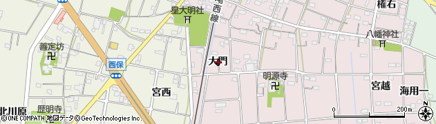 愛知県愛西市東保町（大門）周辺の地図