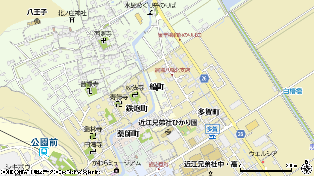 〒523-0822 滋賀県近江八幡市船町の地図
