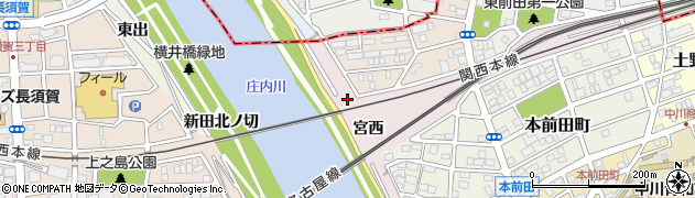 愛知県名古屋市中川区富田町大字前田（宮西）周辺の地図