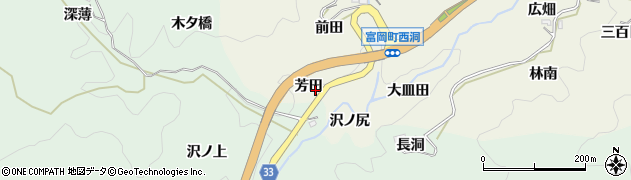 愛知県豊田市富岡町芳田周辺の地図