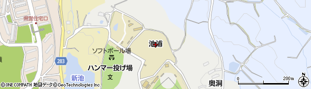愛知県豊田市貝津町（池浦）周辺の地図