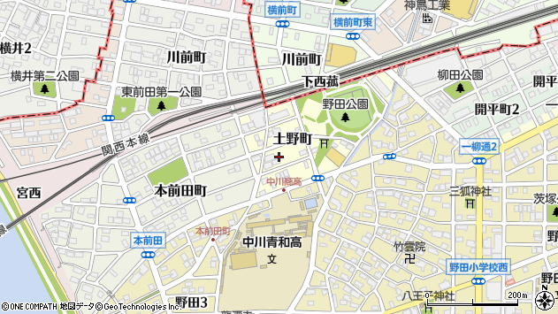 〒454-0913 愛知県名古屋市中川区土野町の地図