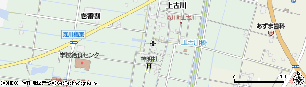 愛知県愛西市森川町（上古川）周辺の地図