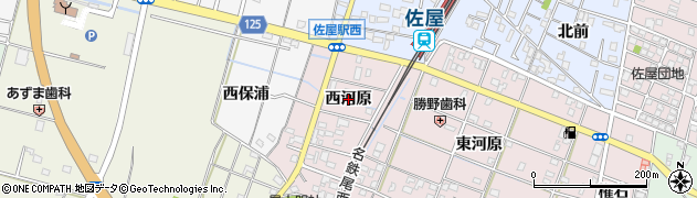 愛知県愛西市東保町（西河原）周辺の地図