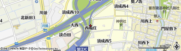 愛知県蟹江町（海部郡）須成（西輪庄）周辺の地図