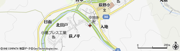 愛知県豊田市桑田和町萩ノ平周辺の地図