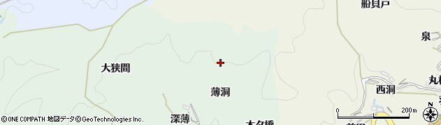 愛知県豊田市足助町（薄洞）周辺の地図