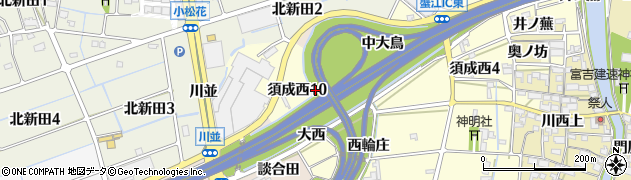愛知県蟹江町（海部郡）須成（西大鳥）周辺の地図
