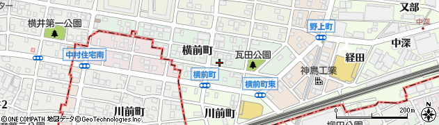 愛知県名古屋市中村区横前町周辺の地図