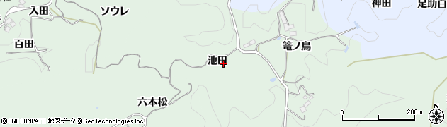 愛知県豊田市足助町（池田）周辺の地図
