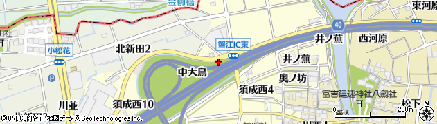 愛知県蟹江町（海部郡）須成（東大鳥）周辺の地図