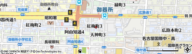 愛知県名古屋市昭和区紅梅町周辺の地図