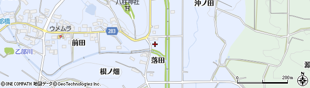 愛知県豊田市乙部町落田周辺の地図