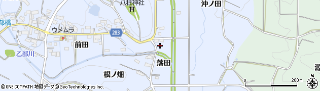 愛知県豊田市乙部町（落田）周辺の地図