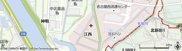愛知県津島市高台寺町（江西）周辺の地図