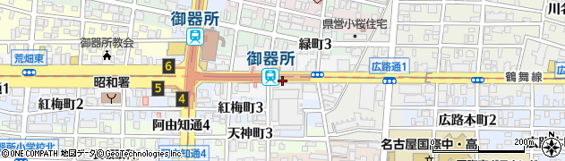 愛知県名古屋市昭和区御器所通周辺の地図