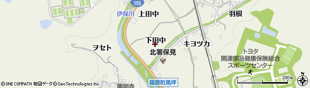 愛知県豊田市篠原町（下田中）周辺の地図