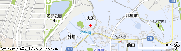 愛知県豊田市乙部町（大沢）周辺の地図