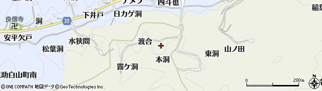 愛知県豊田市富岡町渡合周辺の地図