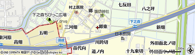 愛知県あま市七宝町徳実郷東周辺の地図
