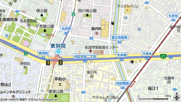 〒460-0015 愛知県名古屋市中区大井町の地図