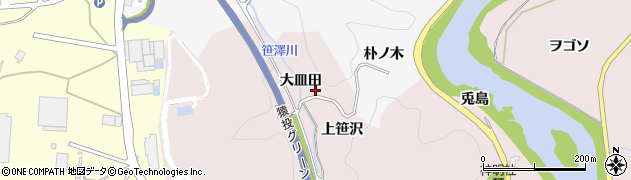 愛知県豊田市枝下町（大皿田）周辺の地図