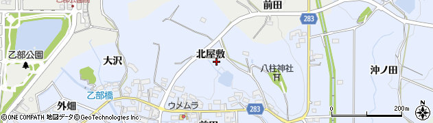 愛知県豊田市乙部町周辺の地図