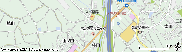 愛知県豊田市西中山町（牛田）周辺の地図
