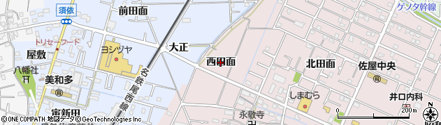 愛知県愛西市北一色町（西田面）周辺の地図