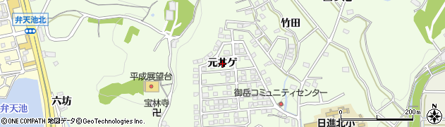 愛知県日進市岩崎町（元井ゲ）周辺の地図