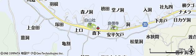 愛知県豊田市足助白山町槙田周辺の地図