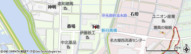 愛知県津島市白浜町（下池）周辺の地図